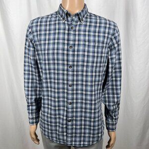 Eddie Bauer Men's Medium Blue Plaid Relaxed Long Sleeve Flannel Button-Up Shirt